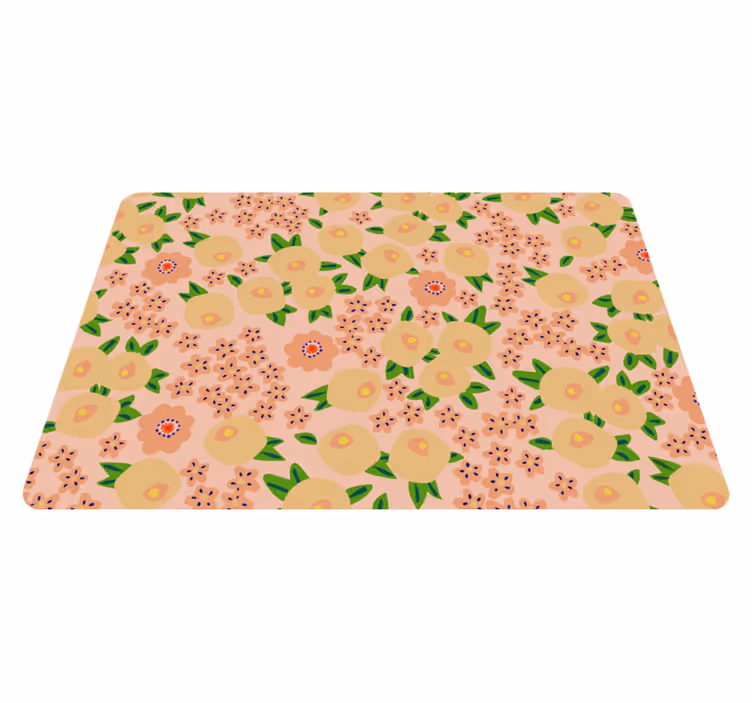 Tapis vinyle fleurs et plantes motif floral original pêche - TenStickers