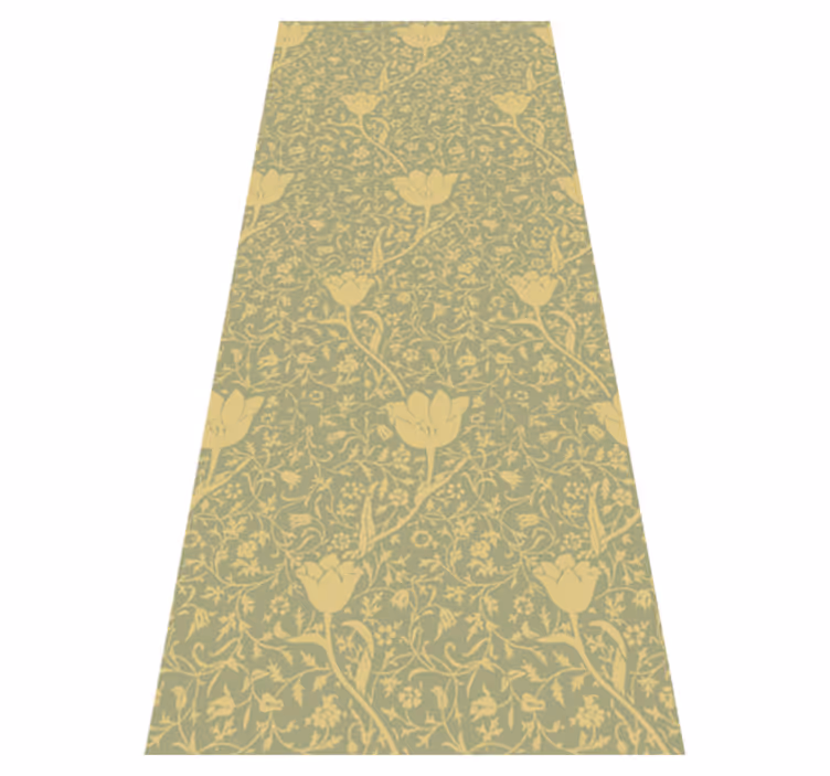 Tapis vinyle fleurs et plantes motif floral doré et vert - TenStickers