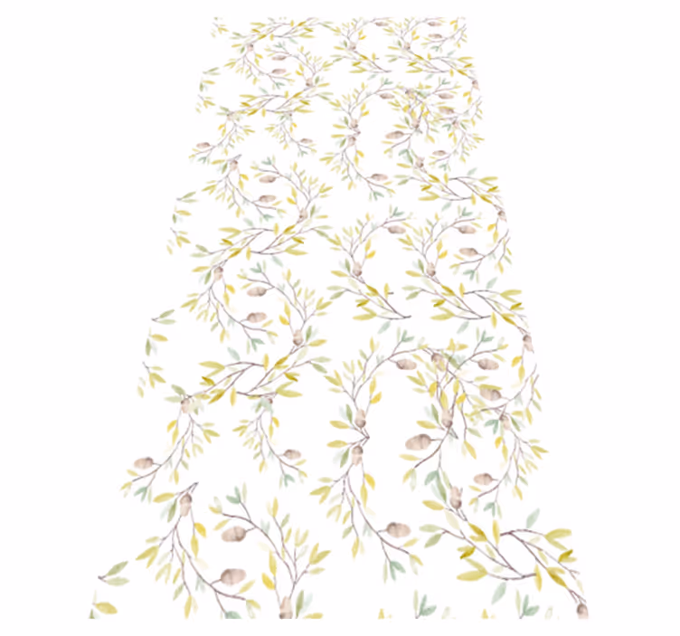 Tapis vinyle fleurs et plantes motif feuilles aquarelle - TenStickers