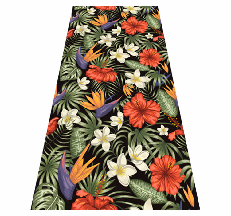 Tapis vinyle fleurs et plantes motif jungle tropicale - TenStickers