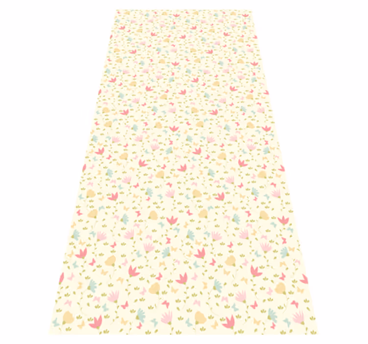 Tapis vinyle fleurs et plantes papillons et fleurs - TenStickers