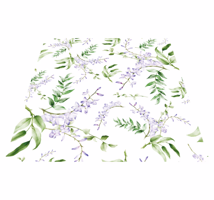 Tapis vinyle fleurs et plantes motif lavande fenêtre - TenStickers