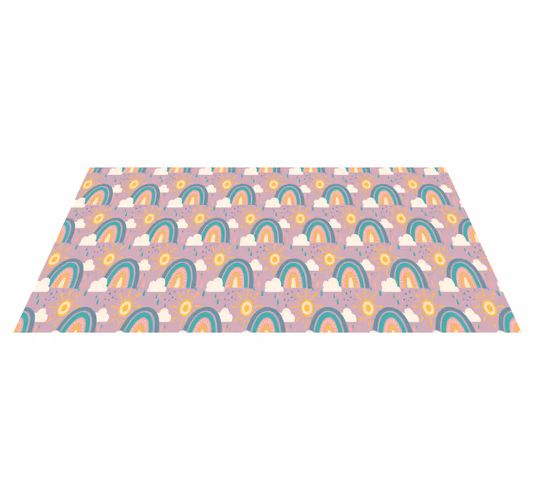 Tapis vinyle fleurs et plantes arcs-en-ciel joyeux - TenStickers