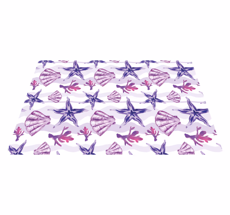Tapis vinyle fleurs et plantes motif coquillages corail - TenStickers
