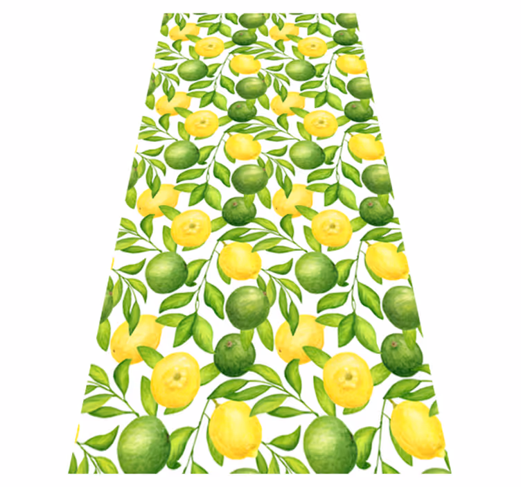 Tapis vinyle fleurs et plantes motifs citron et lime - TenStickers