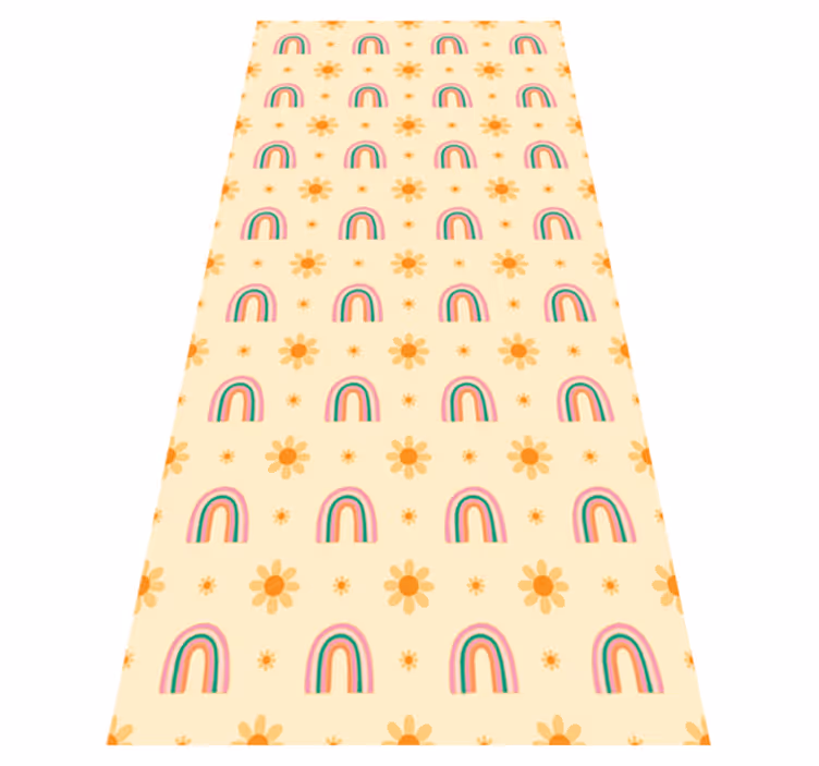 Tapis vinyle chambre fleurs et arc-en-ciel - TenStickers