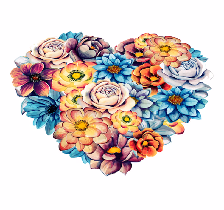 Tapis vinyle chambre arrangement floral en cœur - TenStickers
