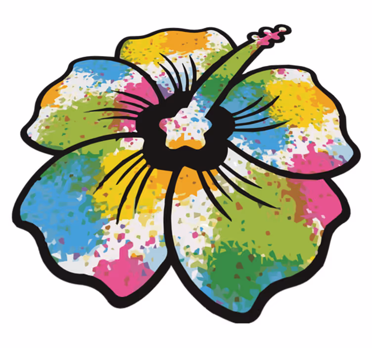 Tapis vinyle chambre fleur d'hibiscus colorée - TenStickers