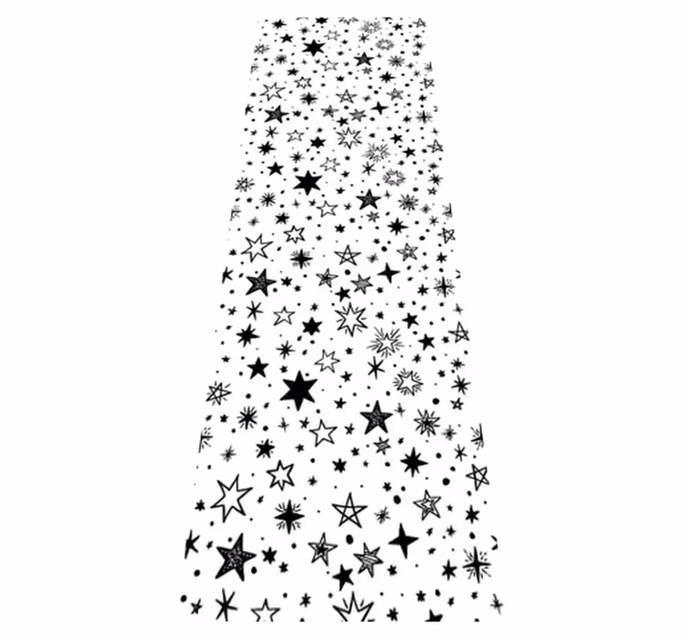 Tapis vinyle étoile motif noir sur fond blanc - TenStickers
