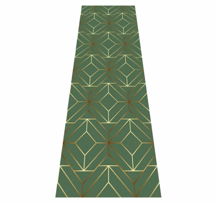 Tapis vinyles géométriques carrés verts métalliques dorés - TenStickers
