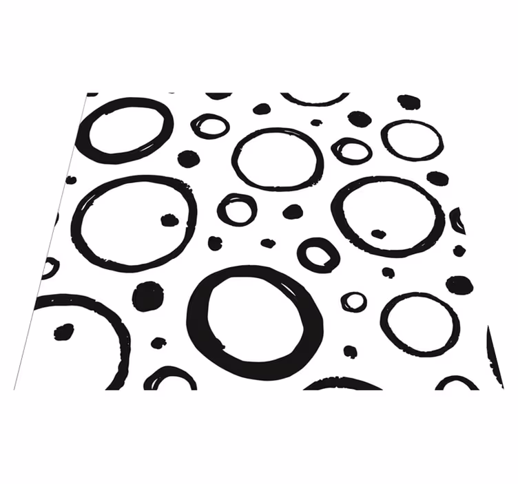 Tapis vinyles géométriques design circulaire noir et blanc - TenStickers