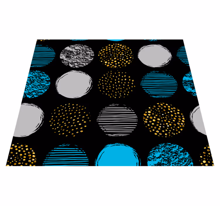 Tapis vinyles géométriques motifs pois sur fond noir - TenStickers