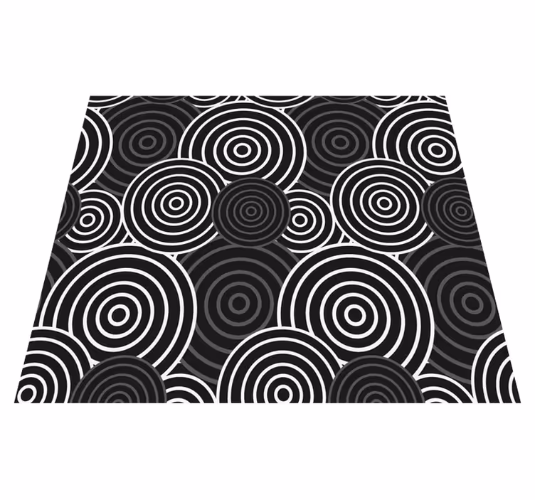 Tapis vinyles géométriques cercle noir sur fond - TenStickers