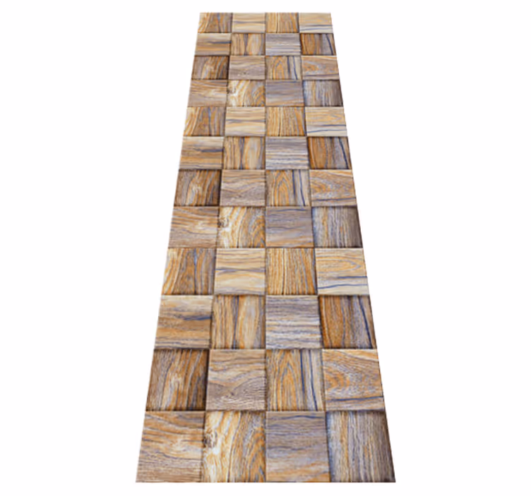 Tapis vinyles géométriques imitation mosaïque bois 80's - TenStickers