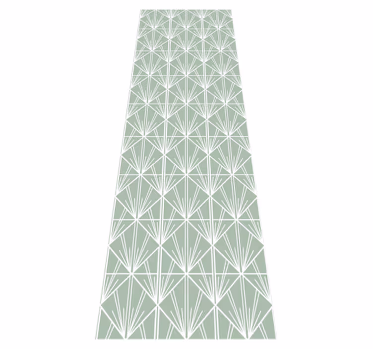 Tapis vinyles géométriques motif déco moderne vert et blanc - TenStickers