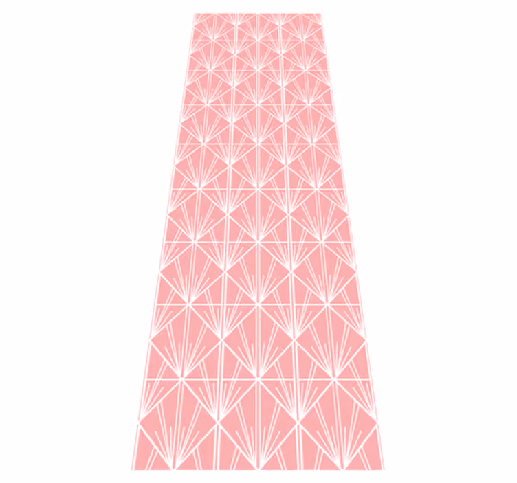 Tapis vinyles géométriques motif déco rose et blanc - TenStickers