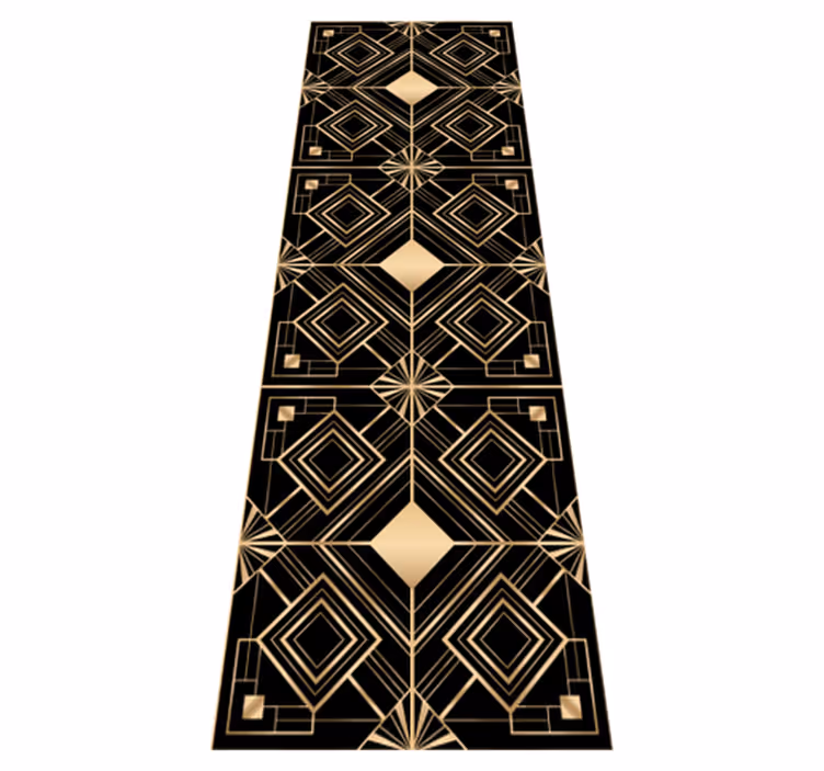Tapis vinyles géométriques art moderne noir et or - TenStickers
