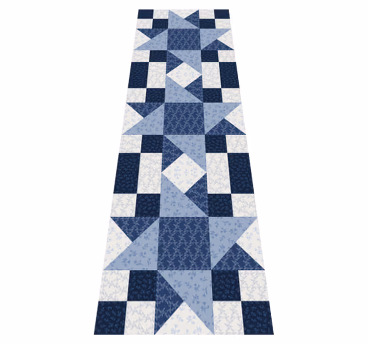 Tapis vinyles géométriques design triangles étoiles bleues - TenStickers