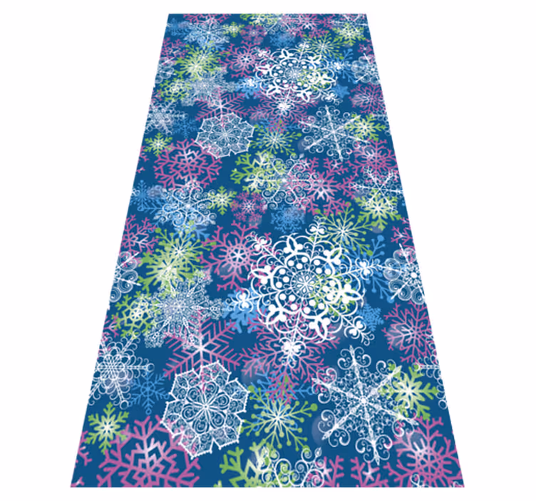 Tapis vinyle noël flocons de neige illuminés sur fond bleu - TenStickers