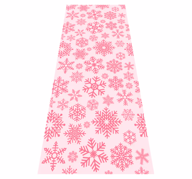 Tapis vinyle noël design flocons de neige roses - TenStickers
