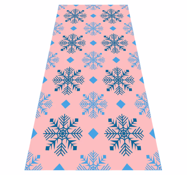 Tapis vinyle noël motif flocons roses et bleus - TenStickers