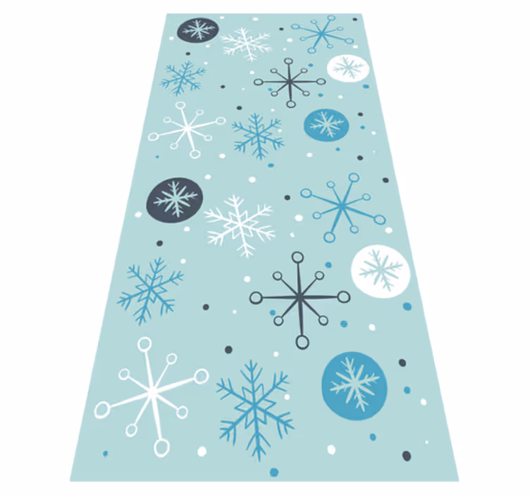 Tapis vinyle noël flocons décoratifs bleus et blancs - TenStickers