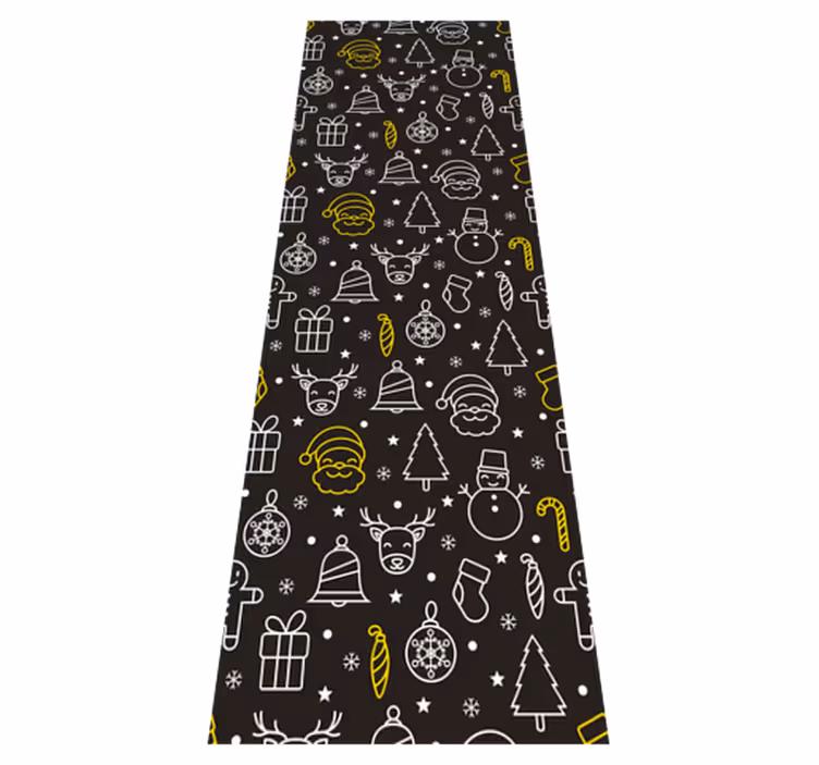 Tapis vinyle noël motif blanc et jaune fond noir - TenStickers