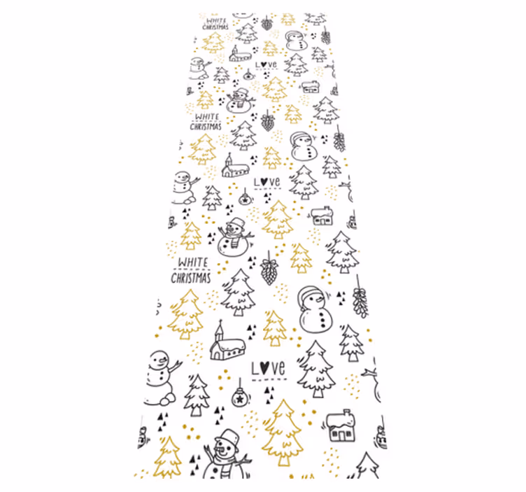 Tapis vinyle noël motif doodle noir et or - TenStickers