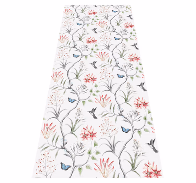 Tapis vinyle chambre branches de fleurs papillons - TenStickers