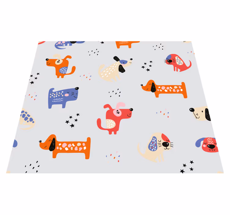 Tapis vinyle chambre chiens illustrés - TenStickers