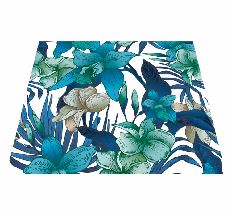 Tapis vinyle chambre feuilles tropicales bleues - TenStickers