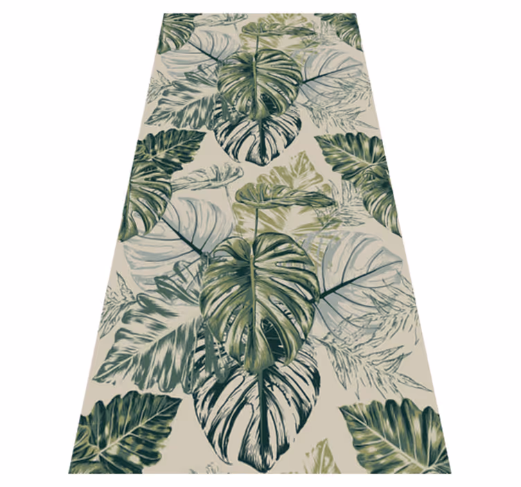 Tapis vinyle chambre motifs monstera décolorés beige - TenStickers