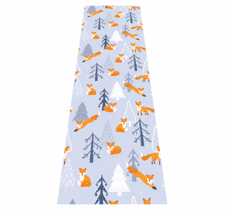 Tapis vinyle chambre motif forêt d'hiver renard mignon - TenStickers
