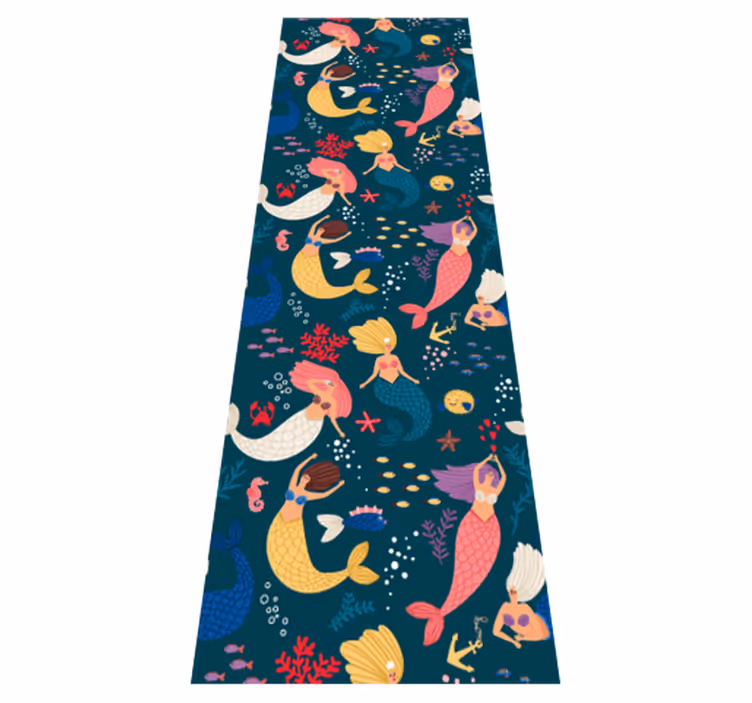 Tapis vinyle chambre motif sirène bleu marine - TenStickers
