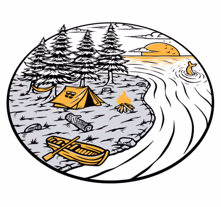 Tapis vinyle nature badge de paysage jaune camping-car - TenStickers