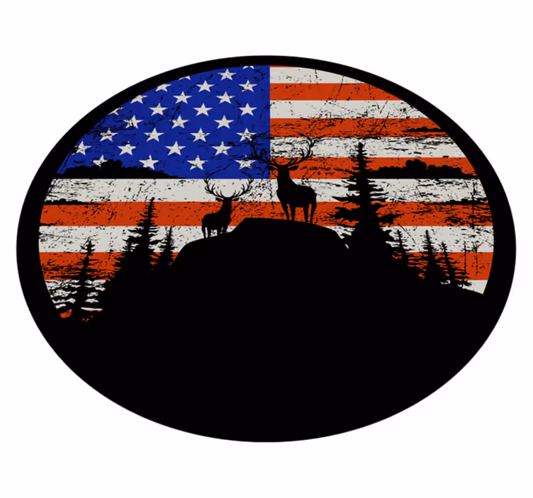 Tapis vinyle nature silhouette montagne drapeau américain - TenStickers