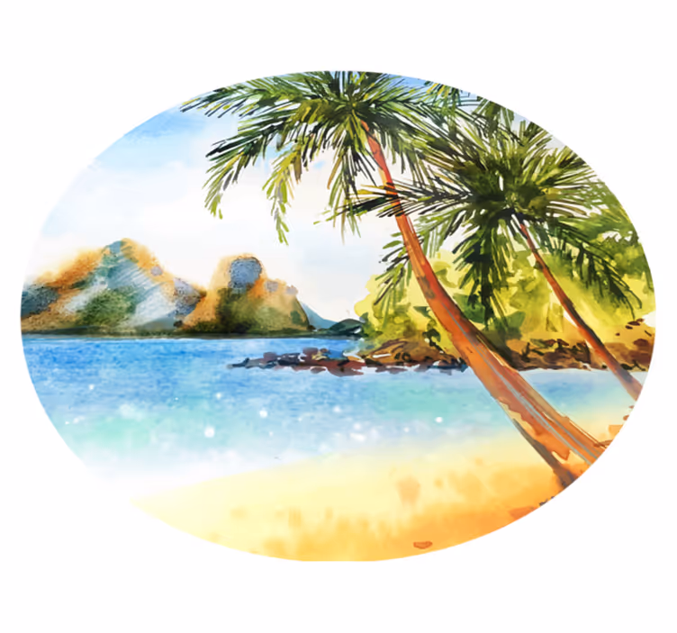 Tapis vinyle nature rivage de palmiers tropicaux - TenStickers