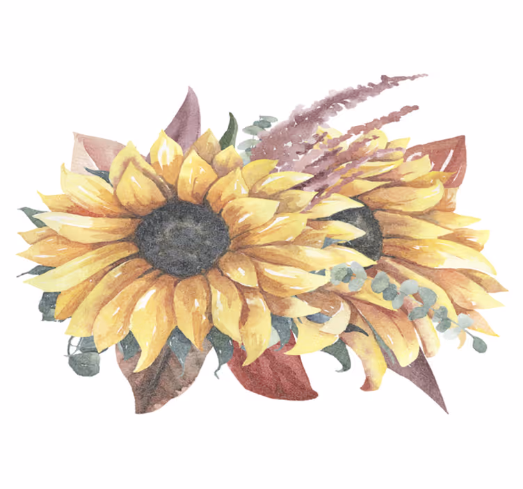 Tapis vinyle nature arrangement floral tournesols - TenStickers