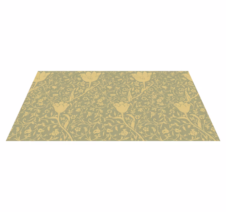 Tapis vinyle fleurs et plantes motif floral doré et vert - TenStickers
