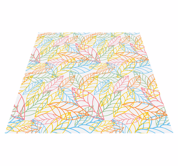 Tapis vinyle fleurs et plantes design feuilles néon colorées - TenStickers