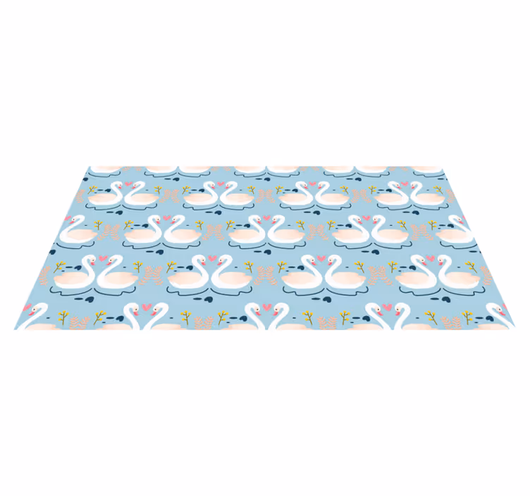 Tapis vinyle fleurs et plantes motif de cygnes amoureux - TenStickers