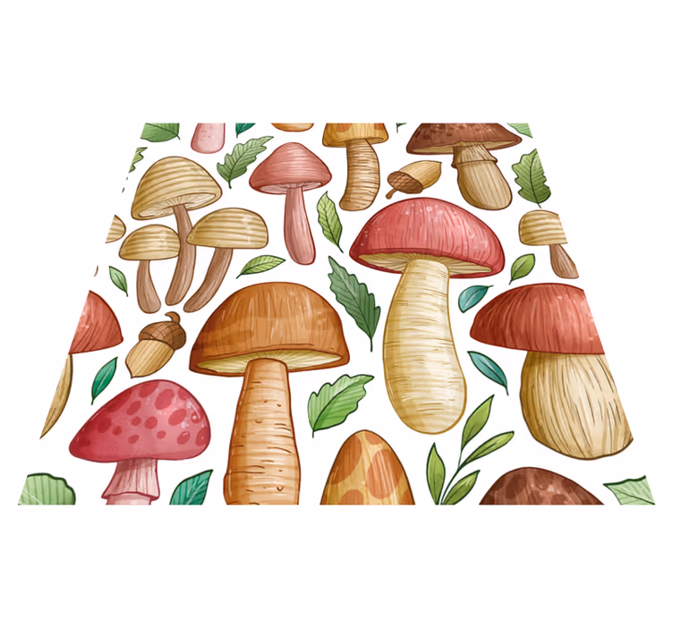 Tapis vinyle fleurs et plantes motif champignons colorés - TenStickers