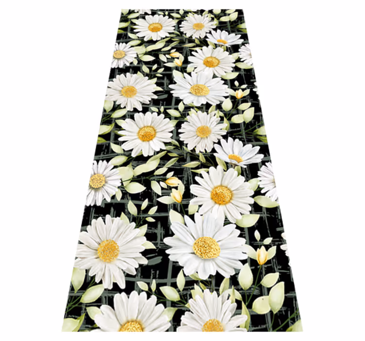 Tapis vinyle chambre fleurs réalistes sur rayures - TenStickers