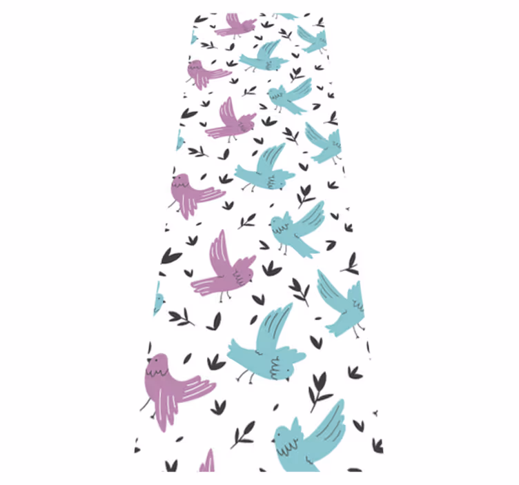 Tapis vinyle chambre illustration oiseaux violets et bleus - TenStickers