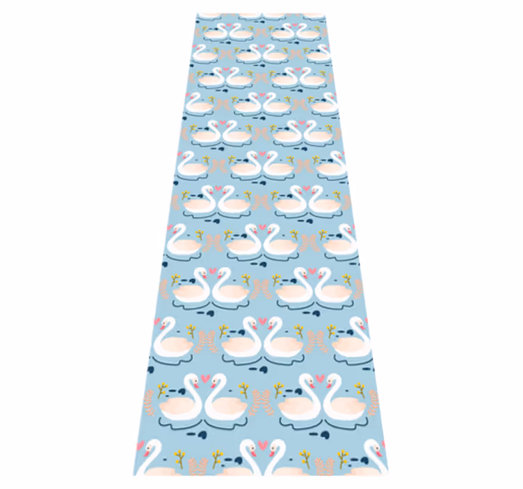 Tapis vinyle chambre motif cygnes amoureux sur fond bleu - TenStickers
