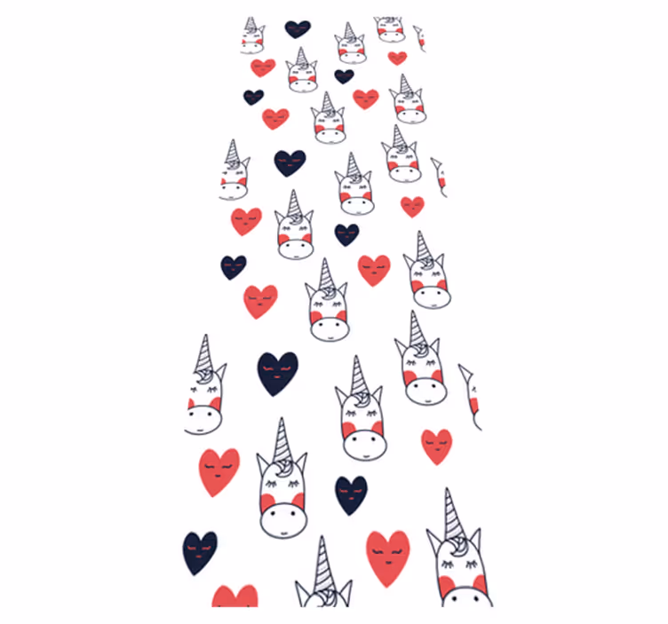 Tapis vinyle chambre motif licorne avec cœurs - TenStickers