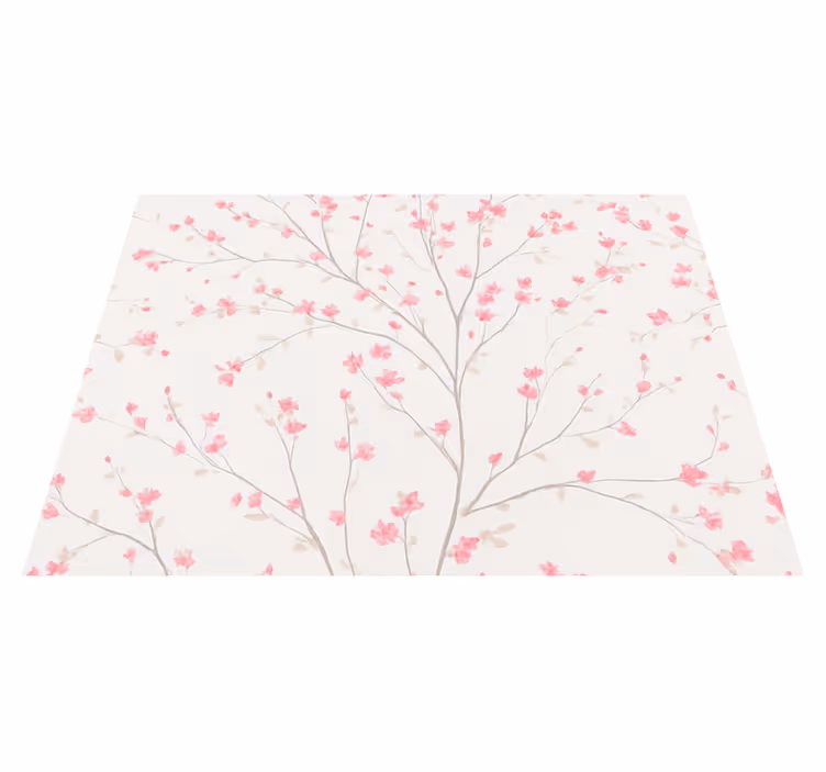 Tapis vinyle chambre arbre aux petites fleurs roses - TenStickers