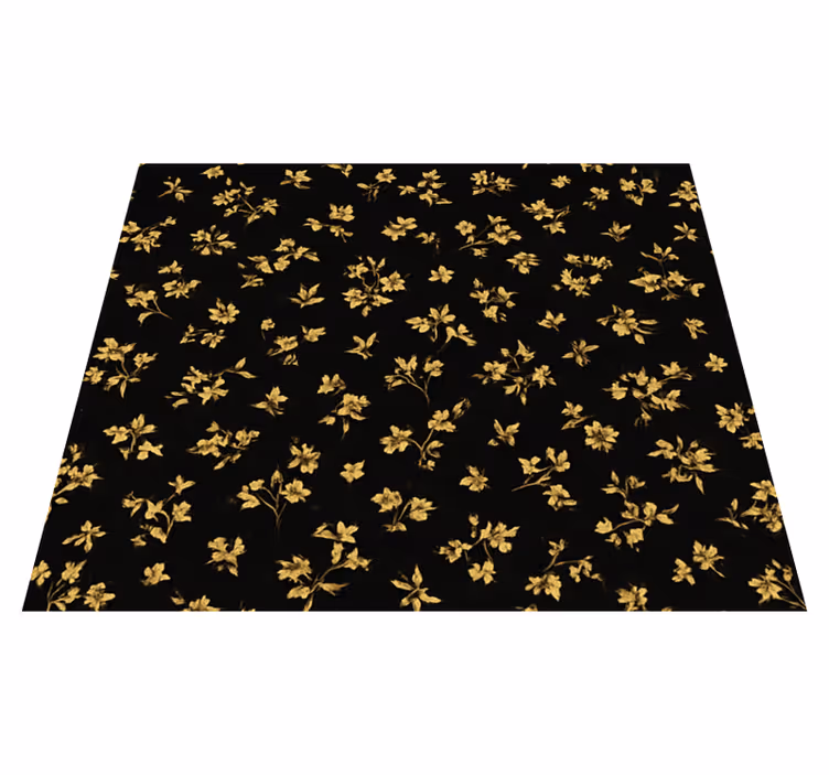 Tapis vinyle chambre fond sombre fleurs dorées - TenStickers