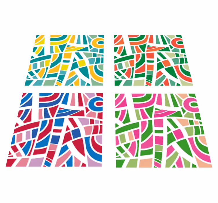 Tapis vinyles géométriques carreaux multicolores - TenStickers