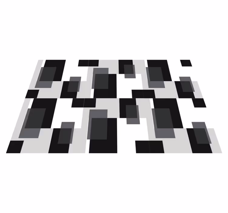 Tapis vinyles géométriques blocs de couleurs noir et blanc - TenStickers